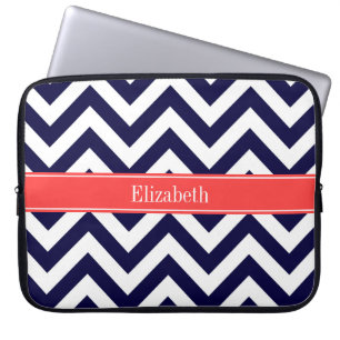 Navy Blue Lg Zickzack Cornname Monogram Laptopschutzhülle