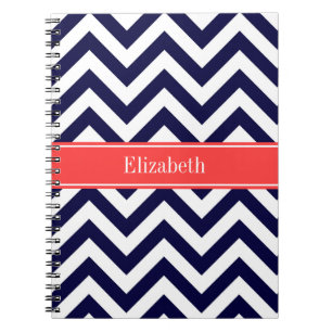 Navy Blue Lg Zickzack Cornname Monogram Notizblock