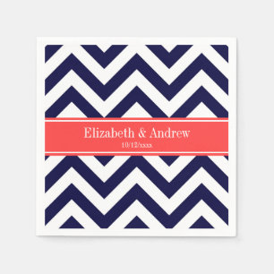 Navy Blue Lg Zickzack Cornname Monogram Serviette