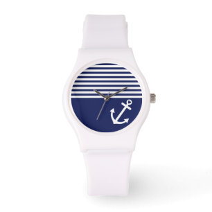 Navy Blue Liebe Anchor Nautic Armbanduhr