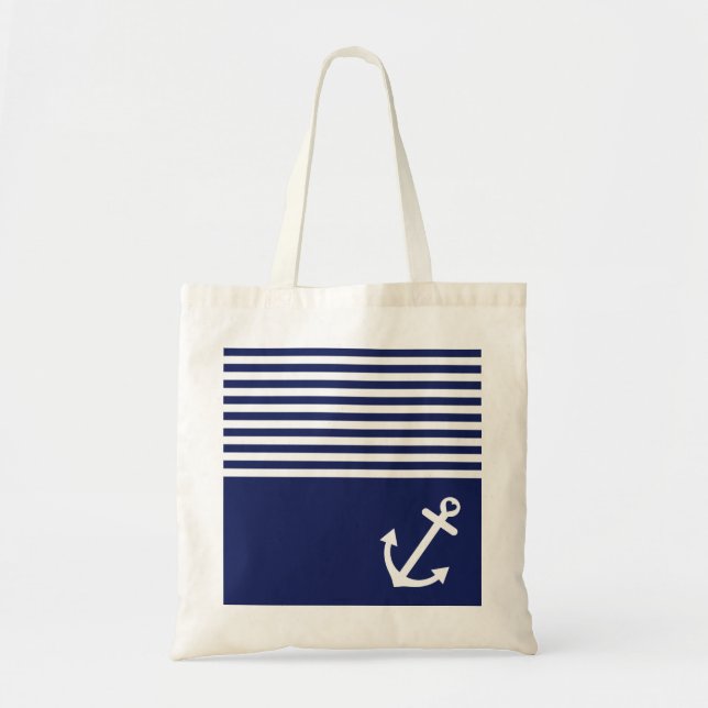 Navy Blue Liebe Anchor Nautic Tragetasche (Vorne)