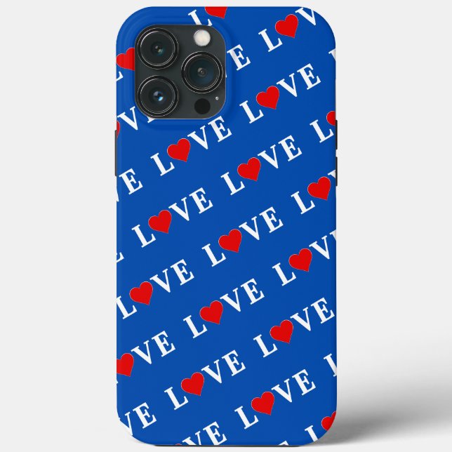Navy Blue LIEBE Heart Elegante Retro Case-Mate iPhone Hülle (Rückseite)