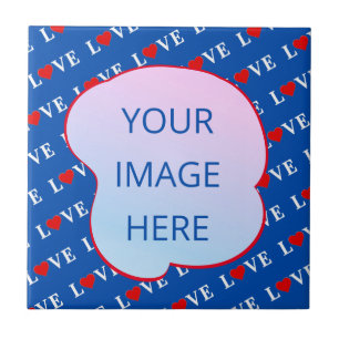 Navy Blue LIEBE Heart Fliese