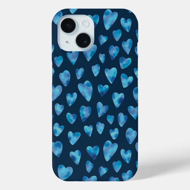 Navy Blue Liebe Heart Muster Case-Mate iPhone Hülle (Rückseite)