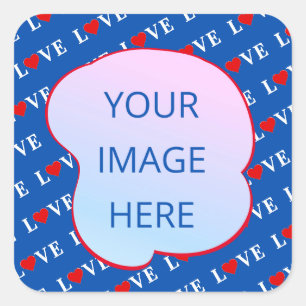 Navy Blue LIEBE Heart Quadratischer Aufkleber