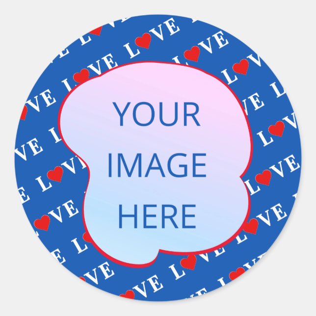 Navy Blue LIEBE Heart Runder Aufkleber (Vorderseite)