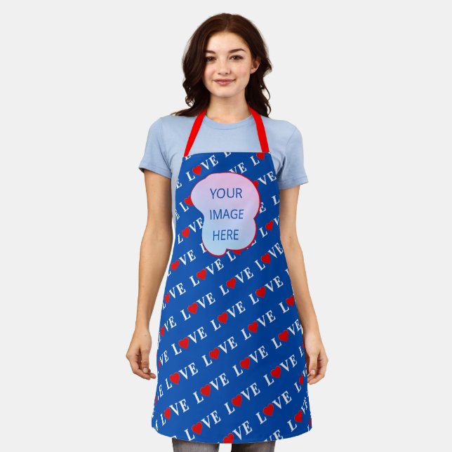 Navy Blue LIEBE Heart Schürze (Getragen)