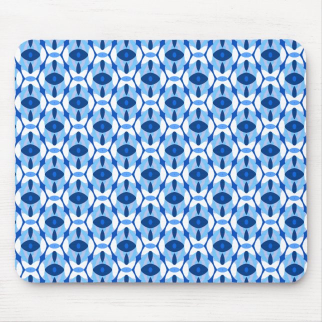 Navy Blue & Light Blue Abstrakt Geometric Mousepad (Vorne)