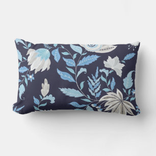 Navy Blue & Light Blue Mandala Print Lumber Pillow Lendenkissen