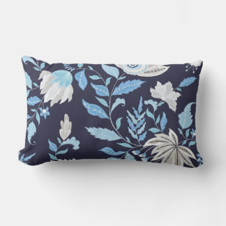 Navy Blue & Light Blue Mandala Print Lumber Pillow Lendenkissen