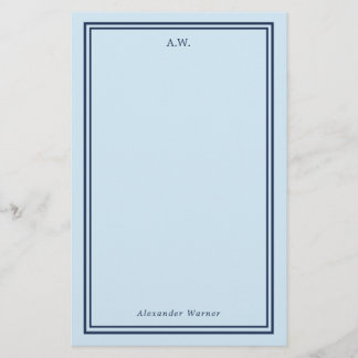 Navy Blue & Light Blue Mit Monogramm Briefpapier