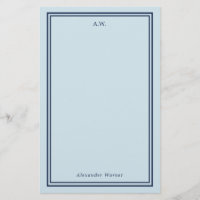 Navy Blue Light Blue Mit Monogramm Stationery