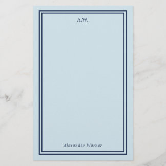 Navy Blue Light Blue Mit Monogramm Stationery Briefpapier