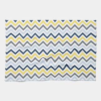 Navy Blue, Light Blue, Yellow und Gray Zickzack Geschirrtuch