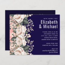 Navy Blue Light Pink Floral Wedding Budget