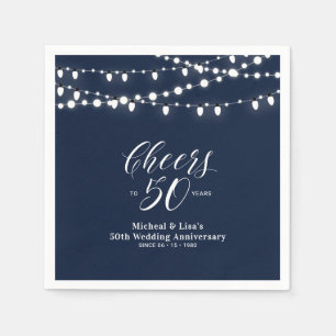 Navy Blue Lights Klassische Hochzeitsjubiläum Serviette