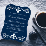 Navy Blue Lilie Blühe Einladung zur Hochzeit<br><div class="desc">Erleben Sie Ihren Gast mit dieser eleganten Hochzeitseinladung mit einer schönen Lilie,  die vor einem marineblauen Hintergrund blühe. Fügen Sie einfach Ihre Veranstaltungsdetails zu dieser einfach zu bedienenden Vorlage hinzu,  um sie zu einer einmaligen Einladung zu machen.</div>