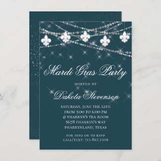 Navy Blue Lilie Light | Geburtstagspartei Einladung