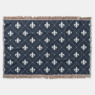 Navy Blue Lilie Luxus Damaskus Muster Decke