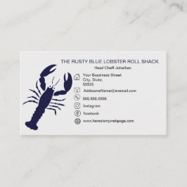 NAVY Blue Lobster Seafood Black Simple Nautic Visitenkarte