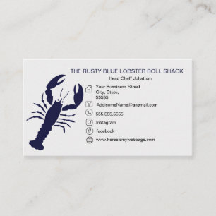 NAVY Blue Lobster Seafood Black Simple Nautic Visitenkarte