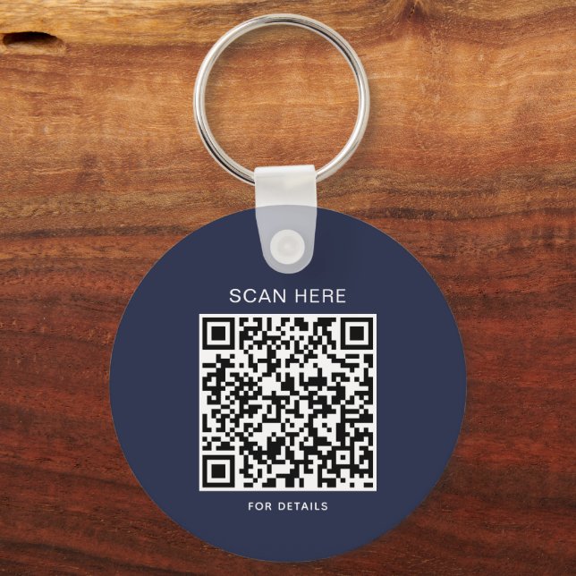 Navy Blue Logo Keychain with QR Code Schlüsselanhänger (Rückseite)