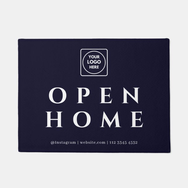 Navy Blue Logo | Open House Real Anwesen Sign Fußmatte (Vorderseite)