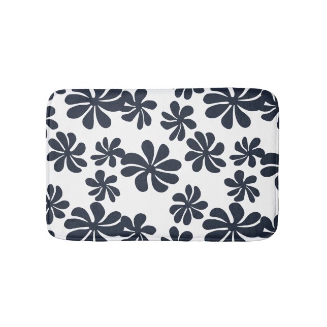 Navy Blue Loopy Blume mit benutzerdefinierter Hint Badematte (Vorderseite)