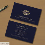 Navy Blue Luxury Gold Logo Visitenkarte<br><div class="desc">Mit unseren luxuriösen Visitenkarten mit einem atemberaubenden, vergoldeten Diamantenlogo auf einem dunkelmarineblau-blauen Hintergrund vermitteln Sie einen bleibenden Eindruck. Diese Karten sind nicht nur elegant, sondern auch haltbar und von Dauer. Ideal für Profis, die gewollt haben, ihre Marke auf einzigartige und raffinierte Weise zu präsentieren. Diese Karten sind individuell anpassbar, sodass...</div>