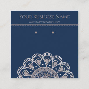 Navy Blue Mandala Earring Display Cards Quadratische Visitenkarte
