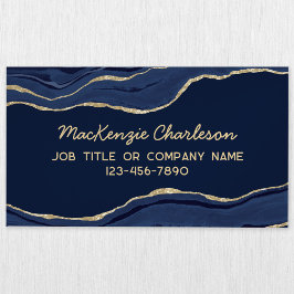 Navy Blue Marble Agate Gold Glitzer Magnetische Visitenkarte