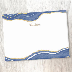 Navy Blue Marble Agate Gold Glitzer Personalisiert Post-it Klebezettel