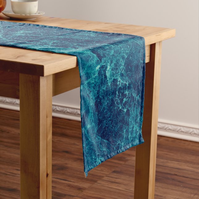 Navy Blue Marmor Texture Kurzer Tischläufer (Beispiel)