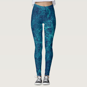 Navy Blue Marmor Texture Leggings