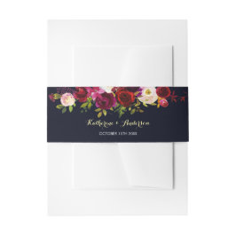 Navy Blue Marsala Rustic Boho Floral Wedding Einladungsbanderole