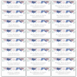 Navy Blue Mauve Floral Individuelle Adressetikette Aufkleber