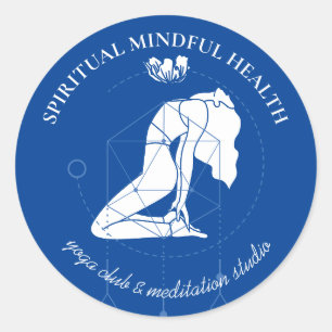 Navy Blue Meditation Chakra Yoga Instructor Runder Aufkleber