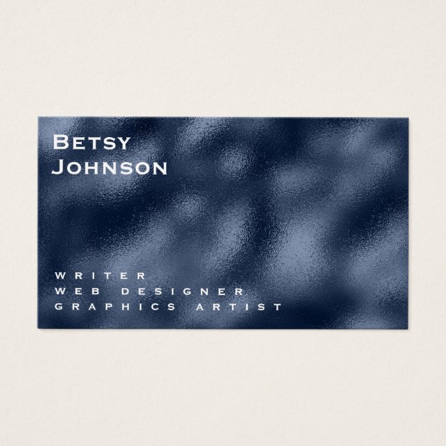 Navy Blue Metallic Foil Business Card (Vorderseite)