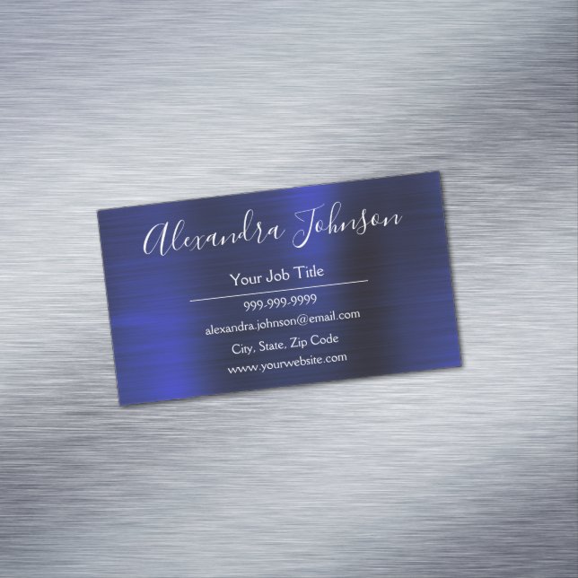 Navy Blue Metallic Foil Modernes Geschäft Magnetische Visitenkarte (Beispiel)