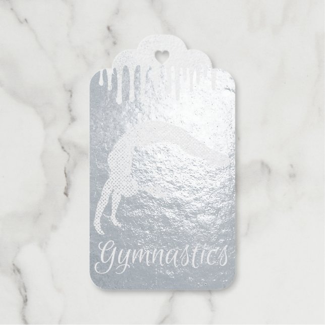 Navy Blue Metallic Silver Sparkle Gymnastik Geschenkanhänger (Vorderseite)