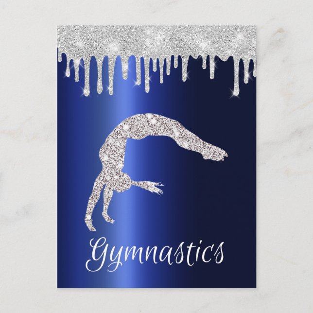 Navy Blue Metallic Silver Sparkle Gymnastik Postkarte (Vorderseite)