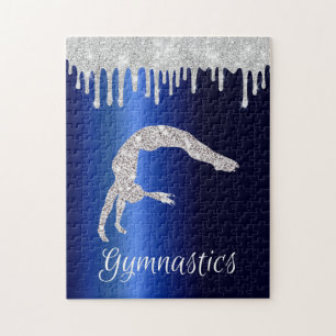 Navy Blue Metallic Silver Sparkle Gymnastik Puzzle