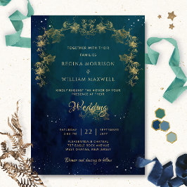 Navy Blue Mid Summer Night Dream Celestiding Weddi Einladung