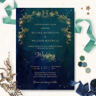Navy Blue Mid Summer Night Dream Celestiding Weddi Einladung