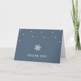 Navy Blue Minimal Moderne Snowflake Babydusche Dankeskarte
