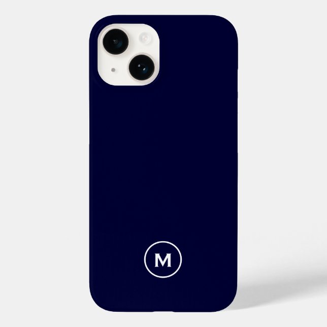 Navy Blue Minimal Monogram Case-Mate iPhone Hülle (Rückseite)