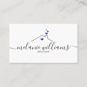 Navy Blue Minimal Realtor Business Card Visitenkarte