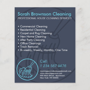 Navy Blue Minimal Zuhause Cleaning House Keeper Flyer