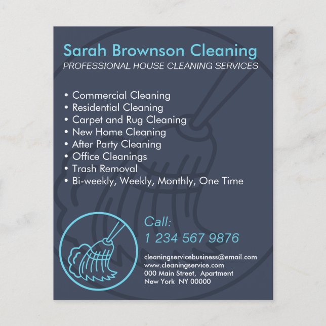 Navy Blue Minimal Zuhause Cleaning Keeper Flyer (Vorderseite)