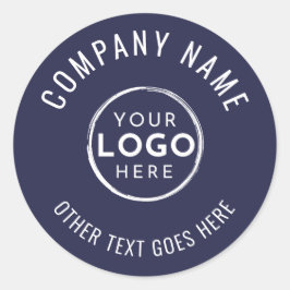 Navy Blue Minimalist Company Logo Runder Aufkleber